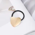 Koreanische einfache Metall glatte Herz Haargummi, hochelastisches Haarband,tägliches Haarzubehör. - Herz Gold