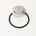 Chouchou minimaliste en metal avec visage souriant, elastique noir pour coiffure quotidienne - Visage Souriant Argent