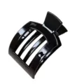 Pinza de pelo cuadrada negra brillante, diseño plano curvo con ranuras para elegante peinado. - Negro Brillante