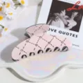 Pink rhinestone hair claw clip cute geometric hair accessory for women and girls fashion - Grid Pink