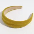 Chique brede fluwelen strass haarband, groene gewatteerde haarhoepel voor vrouwen winter - Gele Strass / 4.50cm