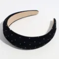 Zwarte fluwelen brede haarband met strass-steentjes, stijlvolle haaraccessoire voor vrouwen. - Zwarte Strass Stijl / 4.50cm