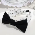 Exquisite black and white butterfly print bow headband detail, wide brim hair hoop accessory. - Bowknot Butterfly Style / White