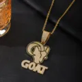 Men's hip-hop iced out rhinestone ram head goat pendant necklace in gold alloy finish. - Pendant with Twist Chain (Gold)