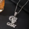 Men hip hop rhinestone goat pendant necklace stylish metal chain jewelry accessory - Pendant with Twist Chain (Silver)