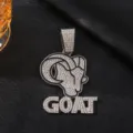 Collana con ciondolo a testa di capra tempestata di zirconi stile hip-hop con lettere GOAT - Ciondolo Singolo (Argento) / solo ciondolo