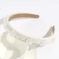 Elegant White Beaded Satin Headband Crystal Flower Hair Hoop Fashion Hair Accessories for Women - Beige Crystal Beading