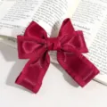 Pinza de pelo con lazo de raso rojo y borde de encaje accesorio de princesa elegante detalle - Borde de volantes con lazo / Encaje Rojo