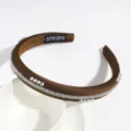 Cerchietto per capelli in raso marrone con strass accessorio capelli donna elegante moda - Marrone Scuro Strass Riga