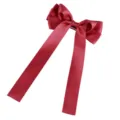 Elegante pinza para el pelo con lazo de satén burdeos y cintas largas bonitas. - Estilo Satén Cinta Larga / Burdeos