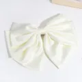 Bonita pinza de pelo con lazo de satén blanco elegante accesorio para mujeres niñas - Estilo Satinado Grande / Blanco