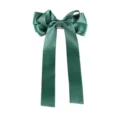 Pinza de pelo con gran lazo de satén verde oscuro y cintas largas elegante para mujer - Estilo Satén Cinta Larga / Verde oscuro