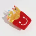 Cute mini smiley face pencil hair claw clip, creative resin hair accessory for women. - Crayon Fries Style
