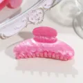 Pinza para el pelo rosa jaspeada, elegante pinza de acrílico para peinado diario lindo. - Rojo Rosa Brillante