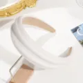 Diadema acolchada blanca cinta de pelo ancha para mujer moda accesorios de cabello estilo - Blanco Crema Texturizado Ancho