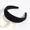Diadema ancha negra con tachuelas, elegante accesorio para el pelo de terciopelo mujer. - Strass Ante Negro