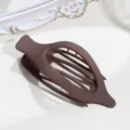 Solid color matte oval hair claw clip for women, stylish brown hair accessory for daily styling. - Brown