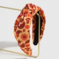 Thanksgiving turkey print knotted headband wide hair hoop fall holiday hair accessories - Turkey with Orange Hat