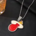 Iced out rhinestone basketball pendant cuban chain necklace hip hop fashion jewelry for men. - Pendant + Twist Chain / Silver