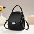 Borsa a mano mini in pelle nera borsa a tracolla multistrato con manico e bel design. - Nero