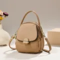 Borsa a tracolla mini minimalista da donna, elegante borsetta in pelle PU con tasche. - Kaki