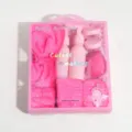 Pink spa headband and wristband gift set with refillable cosmetic bottles - Refillable Bottle Set / Rose Red