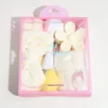 Pink gift box set featuring soft headband, wristbands, makeup sponge, and brush - Facial Cleansing Brush Set / Yellow