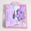 Purple plush bow headband and facial cleansing brush gift set in elegant pink box - Facial Cleansing Brush Set / Purple