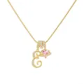 Gold letter E and pink heart saturn pendant necklace, elegant clavicle chain for women. - Letter E