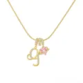 Gold Letter G Pendant Necklace with Pink Heart Charm Choker Fashion Jewelry Gifts - Letter G