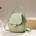 Mini borsa a tracolla in pelle verde chiaro, elegante borsa con scomparti multipli con zip. - Verde