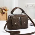 Bolso de Mano Boston con Estampado de Leopardo Mujer Piel PU Bandolera Casual Tote - Café