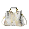 Elegante Damen Handtasche im chinesischen Stil mit Kranich und Wolken Muster Luxus Umhängetasche - Creme/Stil 2
