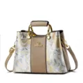 Schicke Guochao Kranichmuster Handtasche, Luxus Umhängetasche mit goldener Hardware und Griff. - Khaki/Stil 1