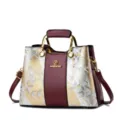 Chice Handtasche im chinesischen Stil mit Wolkenmuster, elegante Umhängetasche mit Henkel und Gold. - Weinrot/Stil 1