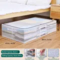 Borsa portaoggetti sottoletto 70L scatola trasparente in PVC con telaio in acciaio per vestiti. - Rete in PVC Molto Grande / 80x47x18cm