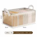 Caja de almacenamiento de ropa transparente y plegable con compartimentos y asas para armario. - Caja de Almacenamiento con Marco de Acero Grande Sin Tapa / 50x30x27cm