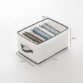 Foldable closet organizer with 7 grids for jeans and pants, mesh storage box with handle. - Jumbo 7-Grid Grey [36*25*20]