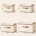 Oxford stoffen opbergdoos 4-delige set, beige inklapbare kledingorganizer voor kast. - Middelgroot [37*27*26] / Beige opbergdoos van Oxford-stof met vast deksel