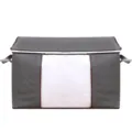 Grand sac de rangement matelasse gris pour couette avec fenetre transparente et poignees. - Très Grand Épais Horizontal 70x50x30cm / Gris