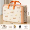 Bolsa de almacenamiento transparente de gran capacidad para edredones y ropa con asas. - 120L / Naranja