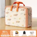 Bolsa de almacenamiento transparente de gran capacidad para edredones y ropa con asas - 75L / Naranja