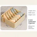 Kationische opvouwbare ondergoed opbergdoos 6 vakken lade organizer voor sokken bh. - 6 Vakken / Beige