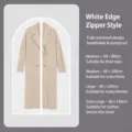 Housse de vêtement suspendue transparente avec fermeture éclair pour manteaux et costumes - 60 cm * 80 cm (Moyen) / Blanc
