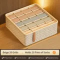 Beige 20-vakjes opbergdoos voor ondergoed en sokken, opvouwbare stoffen lade organizer kast. - 20 vakken / Beige