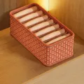 Opbergdoos voor Ondergoed Opvouwbare 7 Vakken Lade Organizer voor Sokken en Damesslips - Kleine 7 Vakken / Bordeauxrood