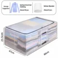 Gran caja de almacenamiento plegable transparente para ropa y mantas con cremallera y asas. - Malla PVC Ultra Grande / 80x47x23.5cm