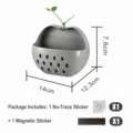 Cesto portaoggetti magnetico a forma di mela per frigorifero da parete con fori di drenaggio. - Tipo a Doppio Uso Magnetico e Adesivo / Grigio