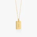 Collier minimaliste en acier inoxydable dore avec pendentif plaque grave pour les femmes. - Carré / Or 18 carats / Or