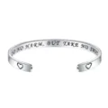 Bracelet jonc acier inoxydable detail, bijou metal argente grave citation design. - Style Do No Harm / Argent